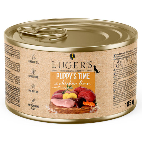 Luger's Puppy's Time - Alimento húmido para cachorro - Fígado de galinha, cenoura e batata - Quantidade: 185 g